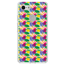 DistinctInk® Clear Shockproof Hybrid Case for Apple iPhone / Samsung Galaxy / Google Pixel - Summer Vibes Floral Pattern Pink Green Yellow