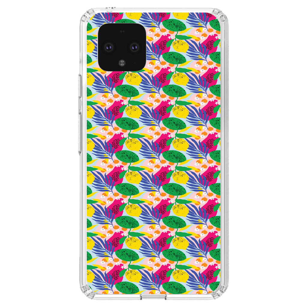 Summer Vibes Floral Pattern Pink Green Yellow Clear Shockproof iPhone Case, view 23