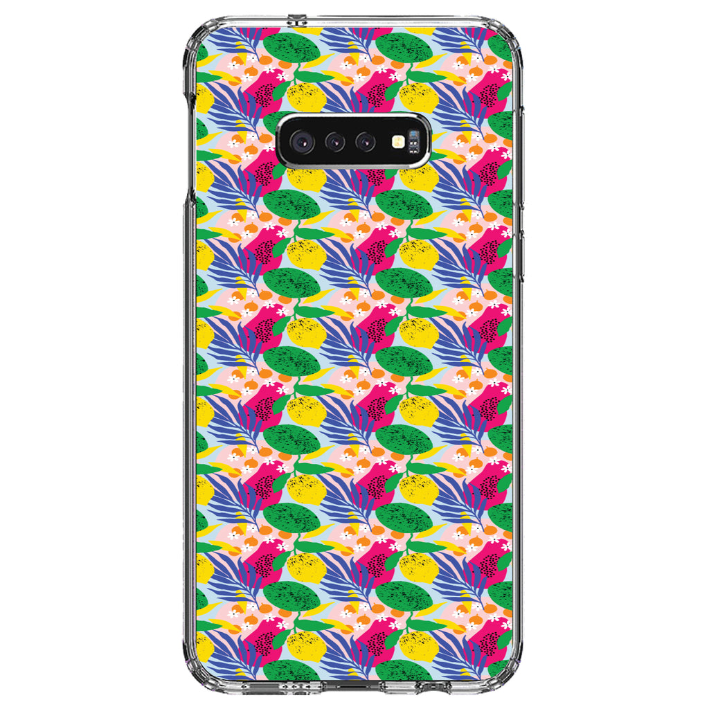 Summer Vibes Floral Pattern Pink Green Yellow Clear Shockproof iPhone Case, view 18