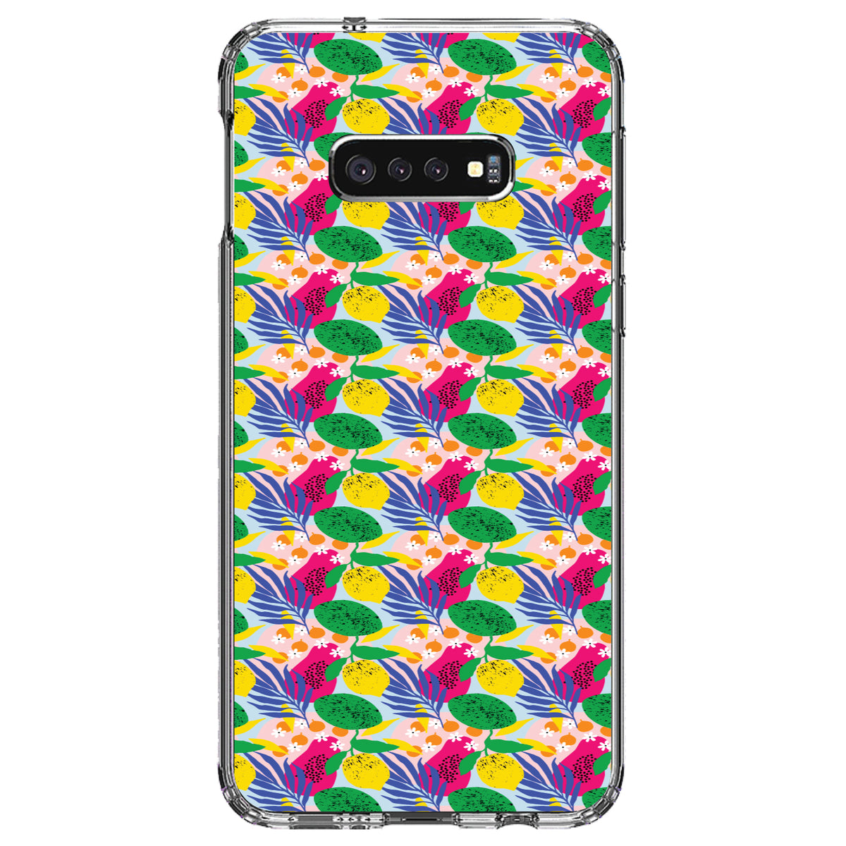 Summer Vibes Floral Pattern Pink Green Yellow Clear Shockproof iPhone Case, view 18
