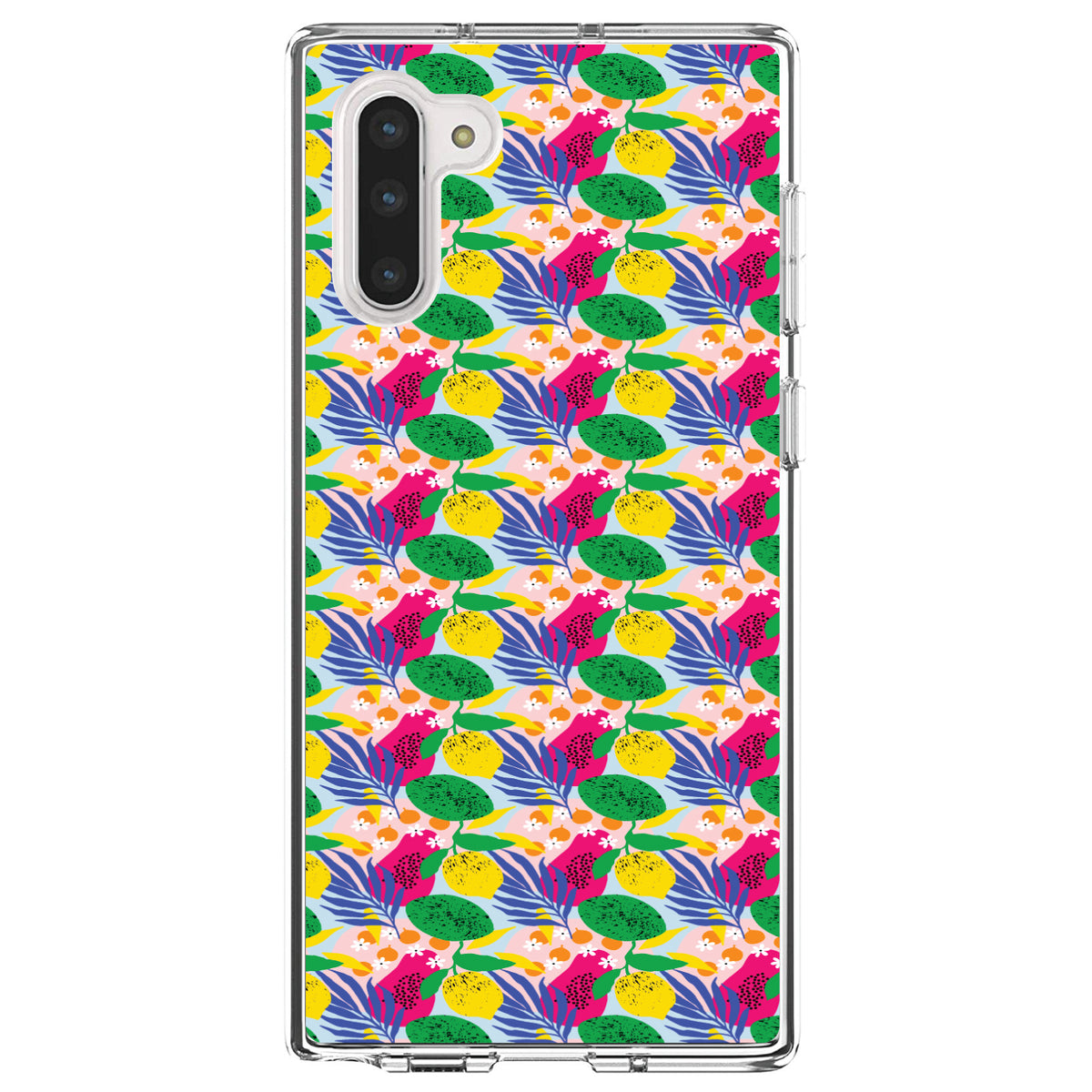 Summer Vibes Floral Pattern Pink Green Yellow Clear Shockproof iPhone Case, view 9