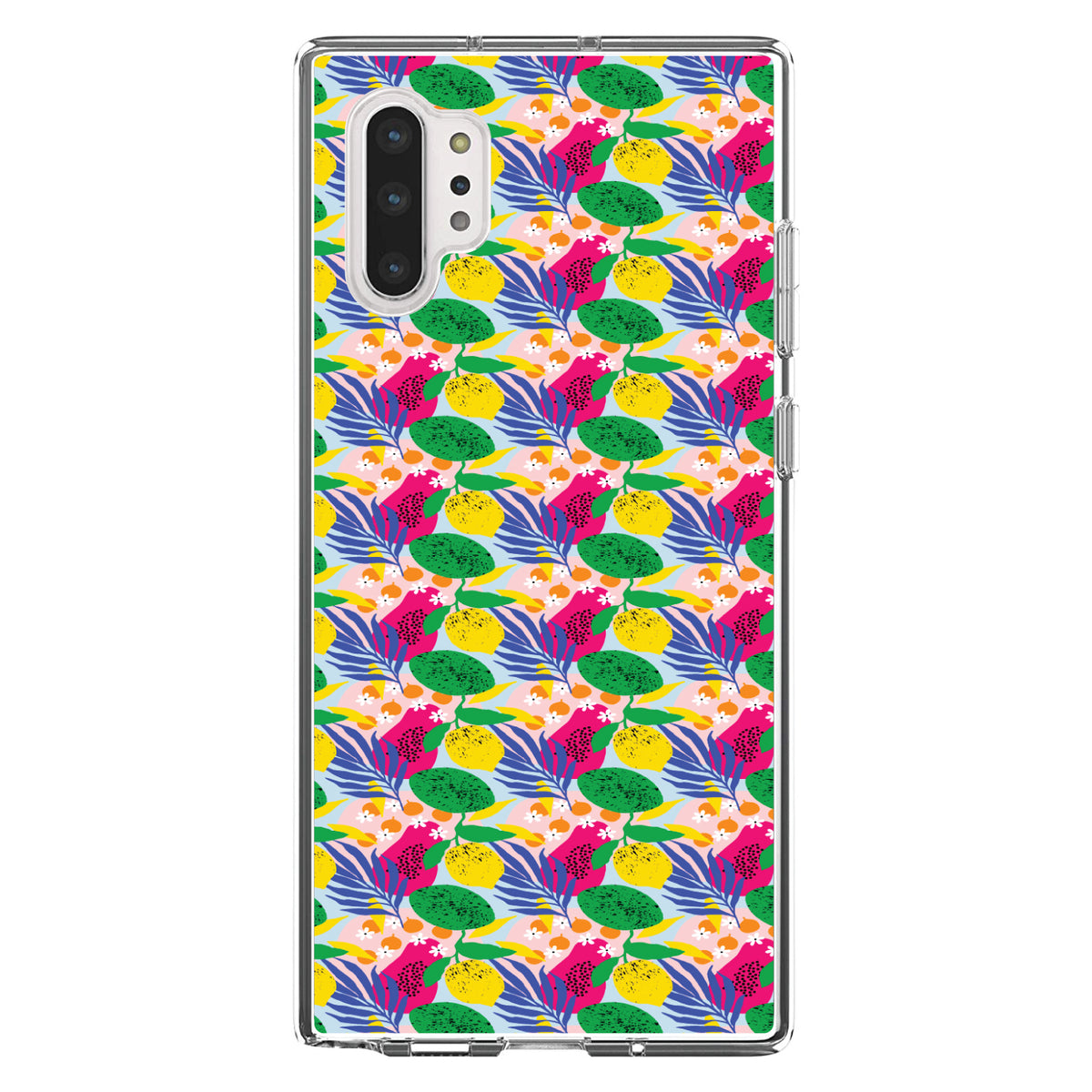 Summer Vibes Floral Pattern Pink Green Yellow Clear Shockproof iPhone Case, view 10