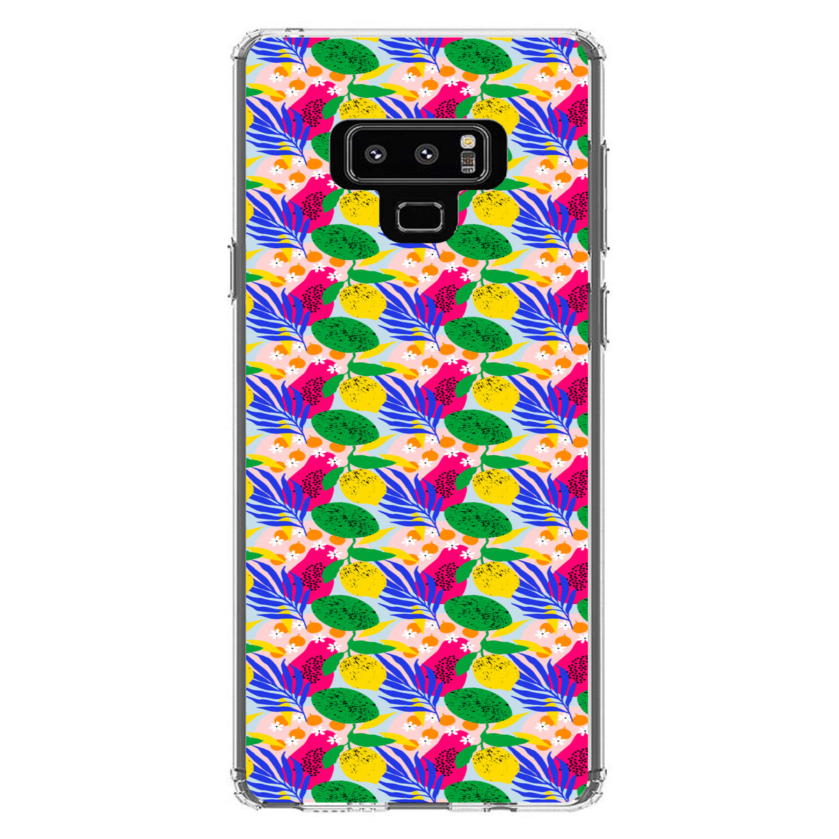 Summer Vibes Floral Pattern Pink Green Yellow Clear Shockproof iPhone Case, view 11