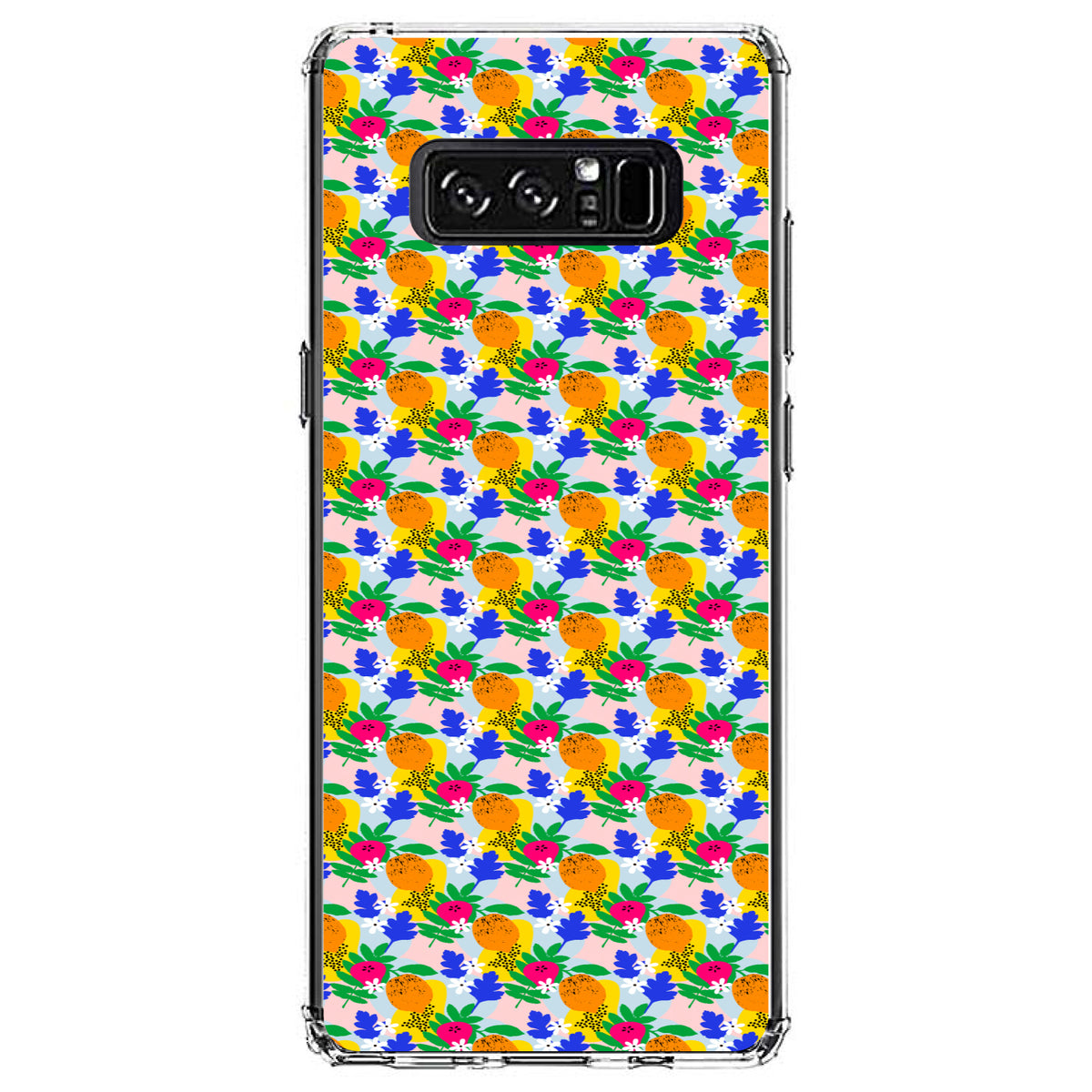 Summer Vibes Floral Pattern Orange Blue Yellow Clear Shockproof iPhone Case, view 12