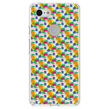 DistinctInk® Clear Shockproof Hybrid Case for Apple iPhone / Samsung Galaxy / Google Pixel - Summer Vibes Floral Pattern Orange Blue Yellow