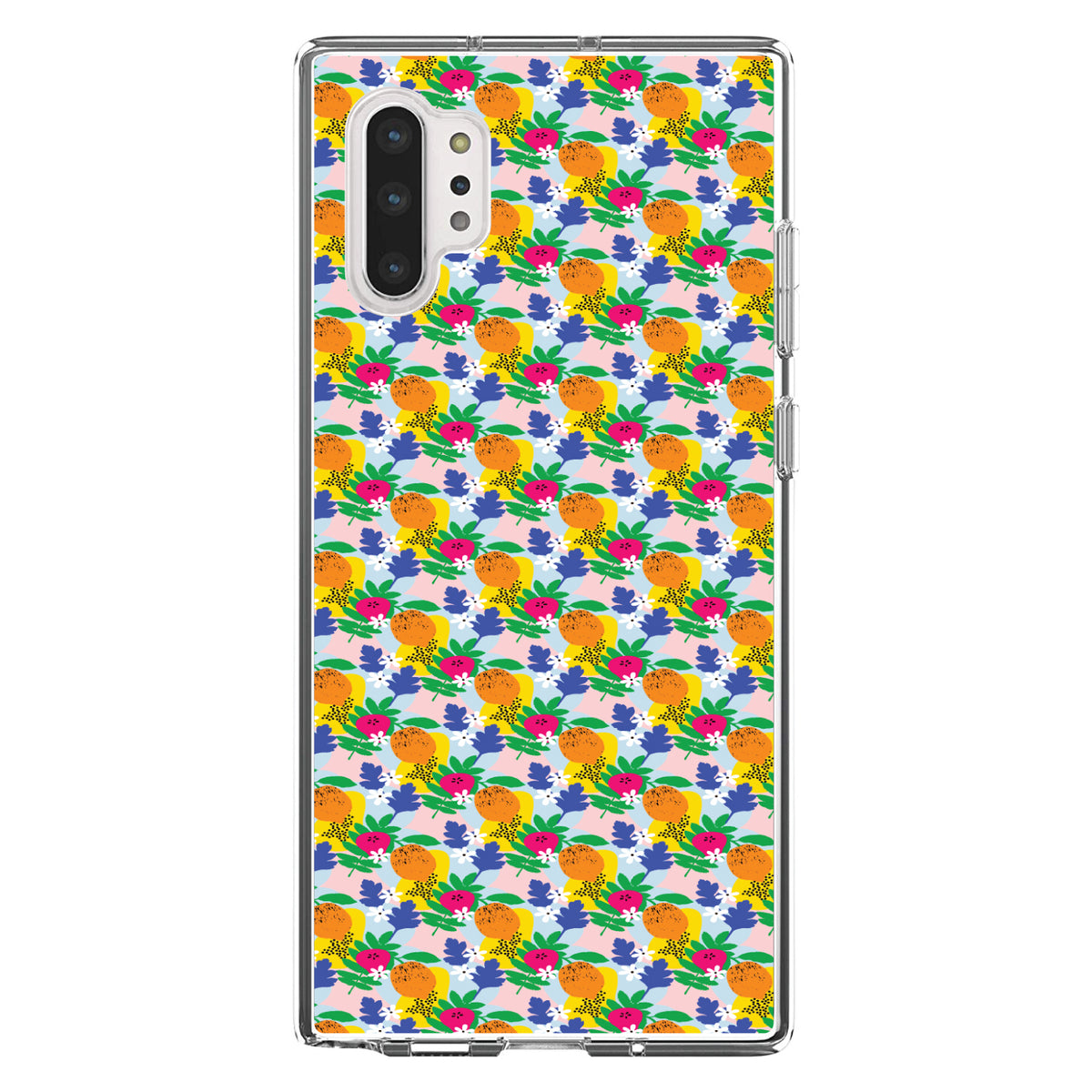 Summer Vibes Floral Pattern Orange Blue Yellow Clear Shockproof iPhone Case, view 10