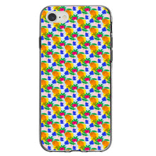 DistinctInk® Clear Shockproof Hybrid Case for Apple iPhone / Samsung Galaxy / Google Pixel - Summer Vibes Floral Pattern Orange Blue Yellow