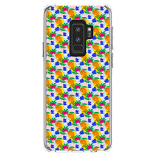 DistinctInk® Clear Shockproof Hybrid Case for Apple iPhone / Samsung Galaxy / Google Pixel - Summer Vibes Floral Pattern Orange Blue Yellow