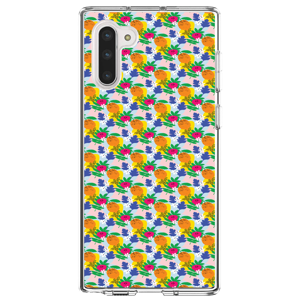 Summer Vibes Floral Pattern Orange Blue Yellow Clear Shockproof iPhone Case, view 9