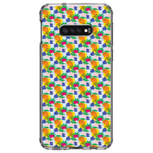 DistinctInk® Clear Shockproof Hybrid Case for Apple iPhone / Samsung Galaxy / Google Pixel - Summer Vibes Floral Pattern Orange Blue Yellow