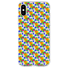 DistinctInk® Clear Shockproof Hybrid Case for Apple iPhone / Samsung Galaxy / Google Pixel - Summer Vibes Floral Pattern Orange Blue Yellow