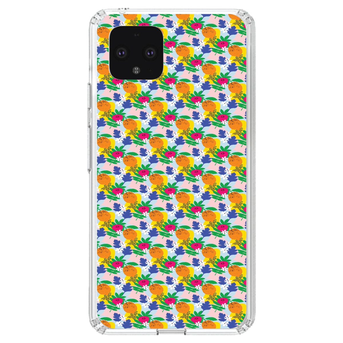 Summer Vibes Floral Pattern Orange Blue Yellow Clear Shockproof iPhone Case, view 24