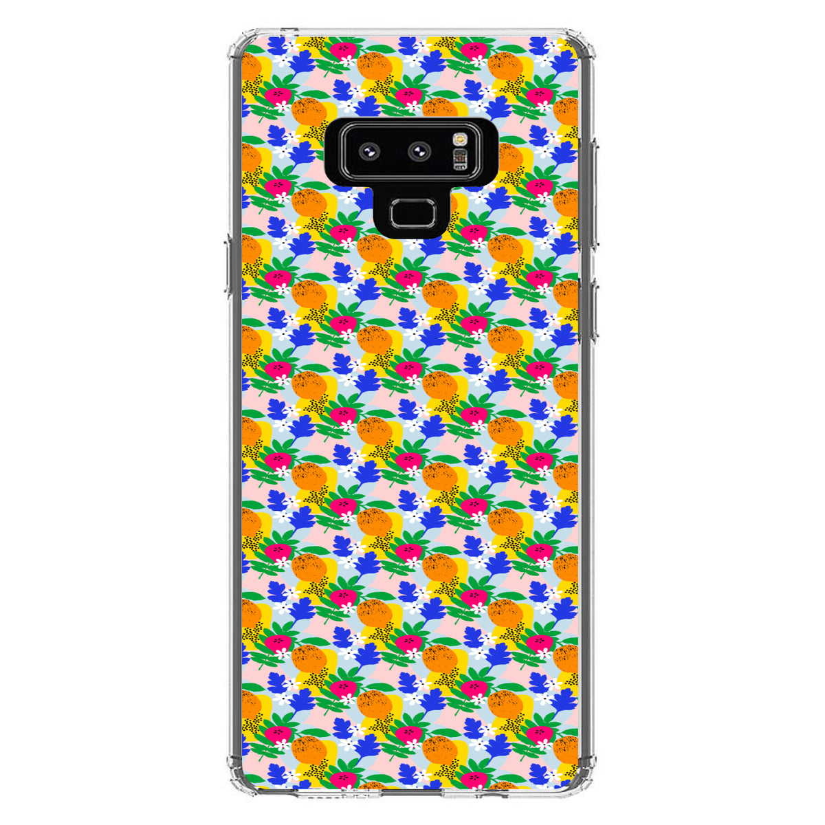 Summer Vibes Floral Pattern Orange Blue Yellow Clear Shockproof iPhone Case, view 11