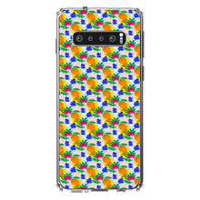 DistinctInk® Clear Shockproof Hybrid Case for Apple iPhone / Samsung Galaxy / Google Pixel - Summer Vibes Floral Pattern Orange Blue Yellow