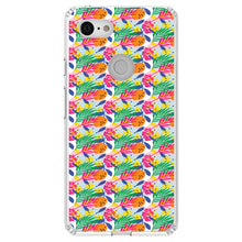 DistinctInk® Clear Shockproof Hybrid Case for Apple iPhone / Samsung Galaxy / Google Pixel - Summer Vibes Floral Pattern Pink Green Orange