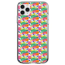 DistinctInk® Clear Shockproof Hybrid Case for Apple iPhone / Samsung Galaxy / Google Pixel - Summer Vibes Floral Pattern Pink Green Orange