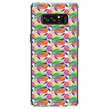 DistinctInk® Clear Shockproof Hybrid Case for Apple iPhone / Samsung Galaxy / Google Pixel - Summer Vibes Floral Pattern Pink Green Orange