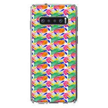 DistinctInk® Clear Shockproof Hybrid Case for Apple iPhone / Samsung Galaxy / Google Pixel - Summer Vibes Floral Pattern Pink Green Orange
