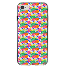 DistinctInk® Clear Shockproof Hybrid Case for Apple iPhone / Samsung Galaxy / Google Pixel - Summer Vibes Floral Pattern Pink Green Orange