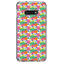 DistinctInk® Clear Shockproof Hybrid Case for Apple iPhone / Samsung Galaxy / Google Pixel - Summer Vibes Floral Pattern Pink Green Orange