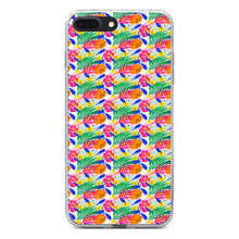 DistinctInk® Clear Shockproof Hybrid Case for Apple iPhone / Samsung Galaxy / Google Pixel - Summer Vibes Floral Pattern Pink Green Orange