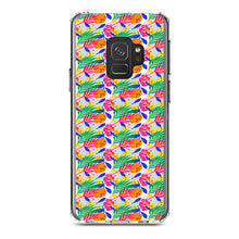 DistinctInk® Clear Shockproof Hybrid Case for Apple iPhone / Samsung Galaxy / Google Pixel - Summer Vibes Floral Pattern Pink Green Orange