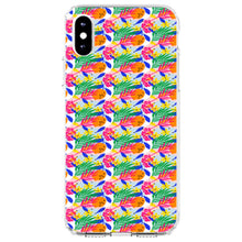 DistinctInk® Clear Shockproof Hybrid Case for Apple iPhone / Samsung Galaxy / Google Pixel - Summer Vibes Floral Pattern Pink Green Orange