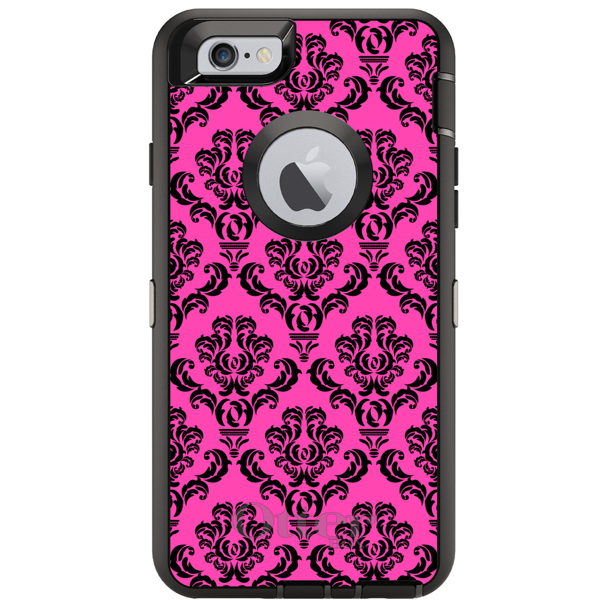 Pink Black Damask Pattern OtterBox Defender Case for iPhone & Galaxy, view 4
