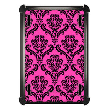 DistinctInk™ OtterBox Defender Series Case for Apple iPad / iPad Pro / iPad Air / iPad Mini - Pink Black Damask Pattern