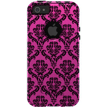 DistinctInk™ OtterBox Commuter Series Case for Apple iPhone or Samsung Galaxy - Pink Black Damask Pattern