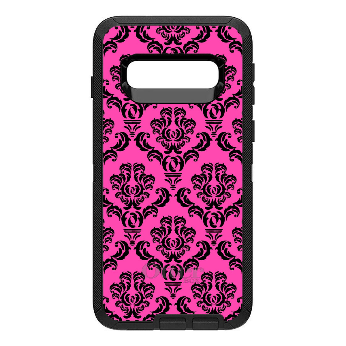 Pink Black Damask Pattern OtterBox Defender Case for iPhone & Galaxy, view 6