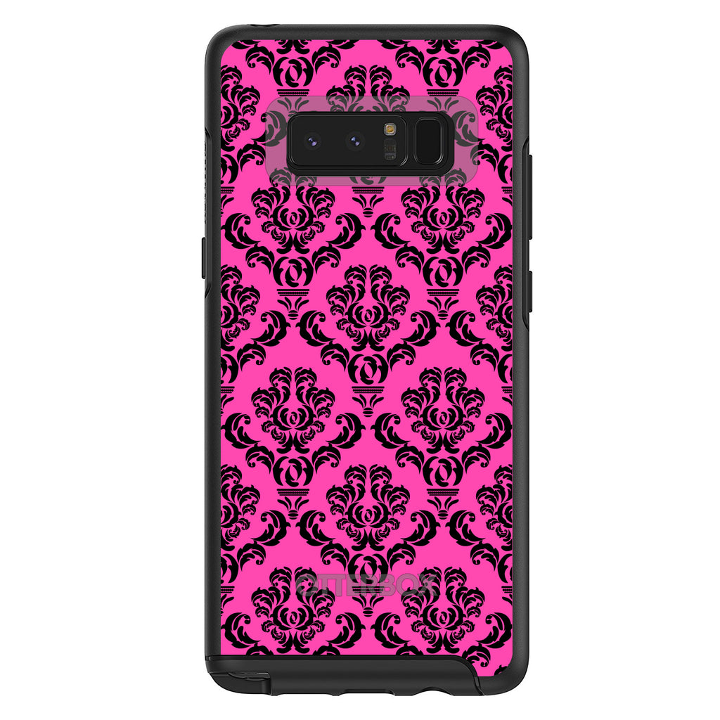 Pink Black Damask Pattern OtterBox Symmetry Case for iPhone & Galaxy, view 14