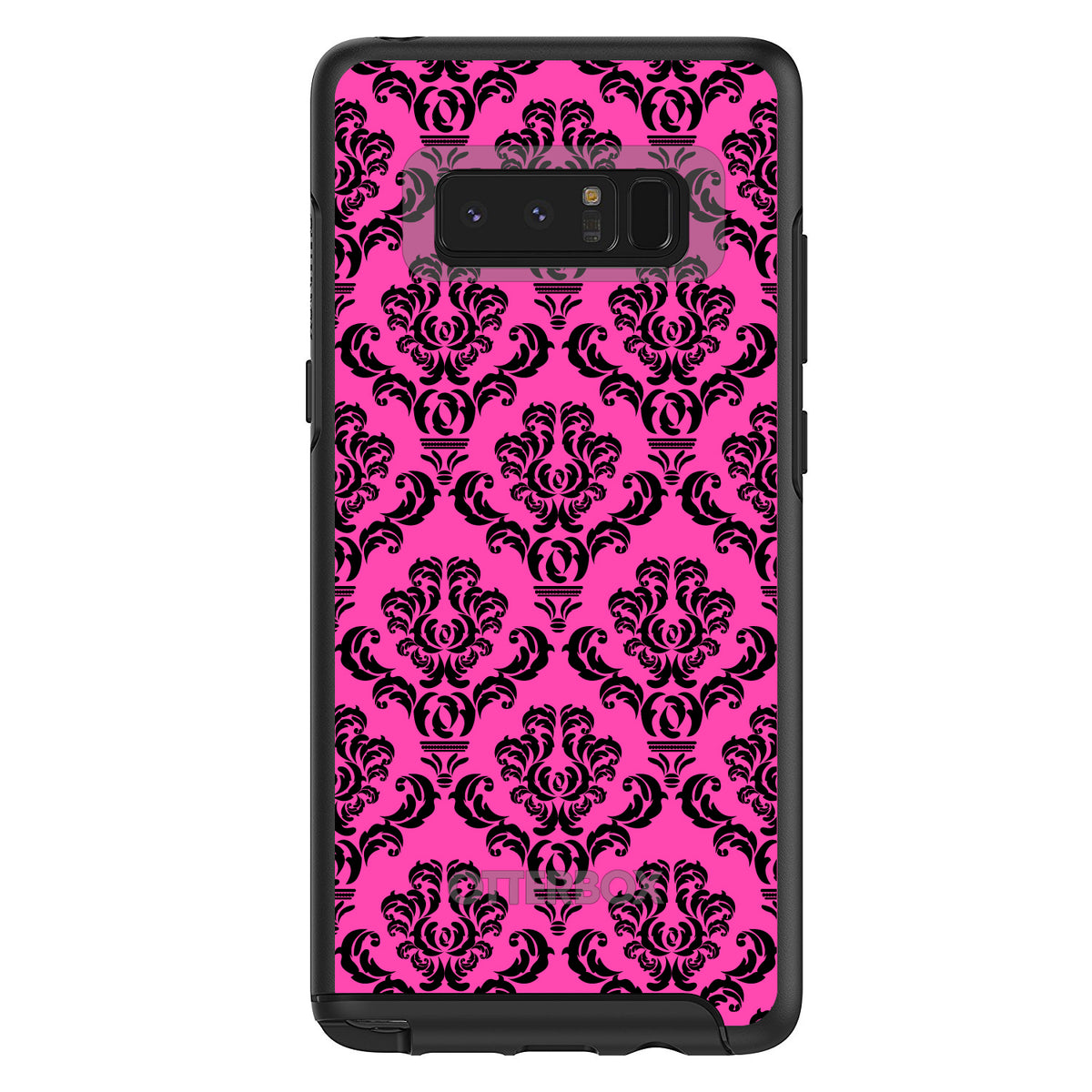 Pink Black Damask Pattern OtterBox Symmetry Case for iPhone & Galaxy, view 14
