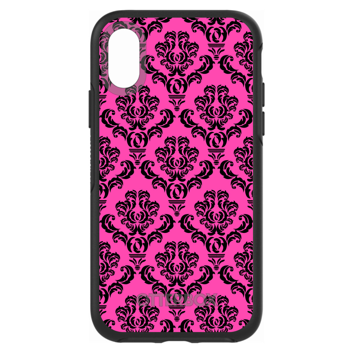 Pink Black Damask Pattern OtterBox Symmetry Case for iPhone & Galaxy, view 4