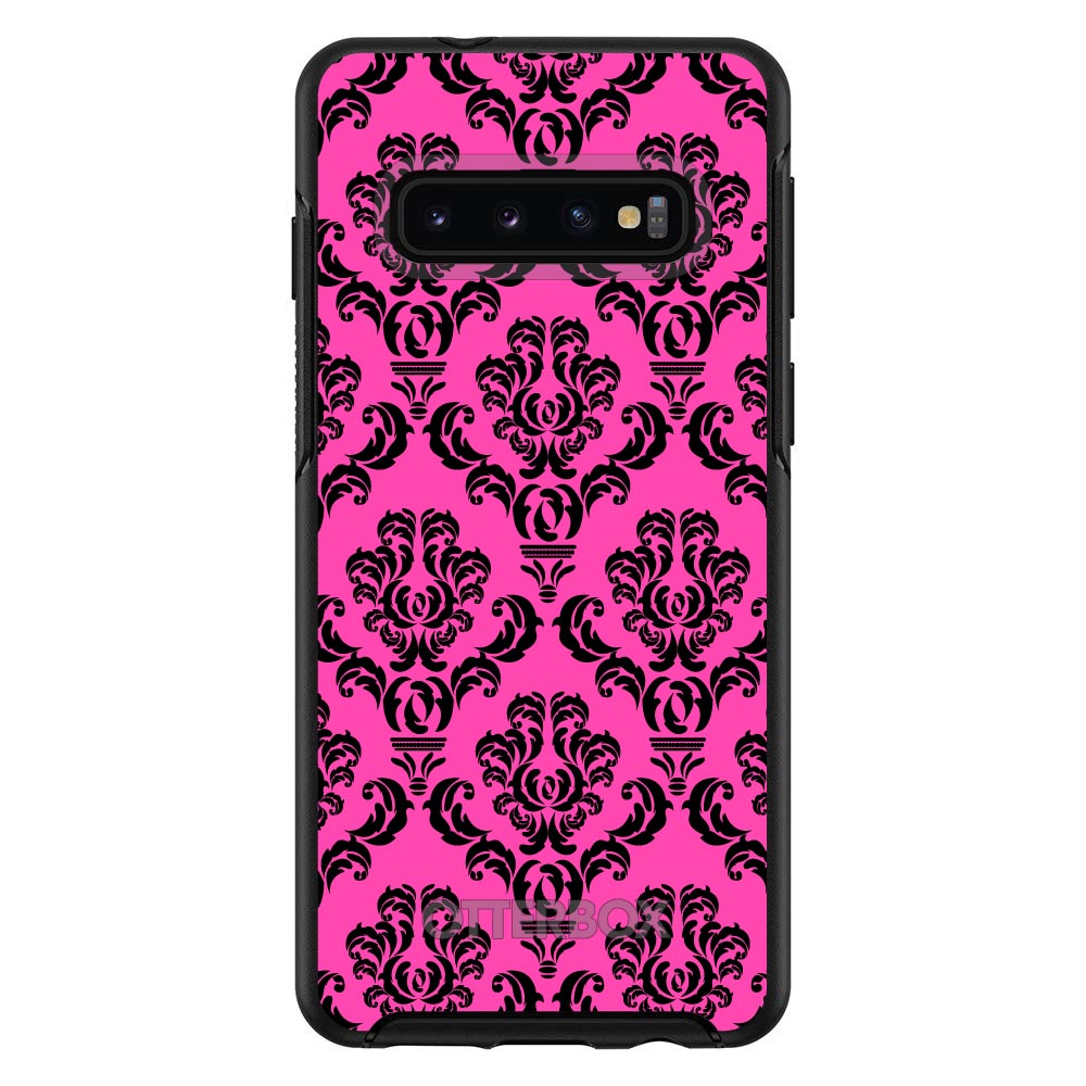 Pink Black Damask Pattern OtterBox Symmetry Case for iPhone & Galaxy, view 6