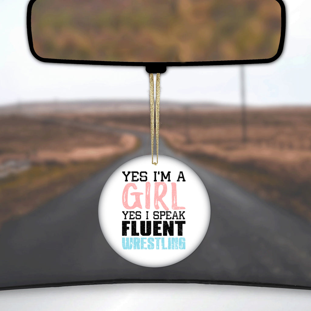 Yes I'm a Girl Yes I Speak Fluent Wrestling Ceramic Ornament, view 3