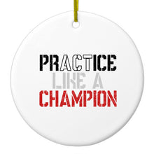 DistinctInk® Hanging Ceramic Christmas Tree Ornament with Gold String - Great Gift / Present - 2 3/4 inch Diameter - Practice Like a Champion