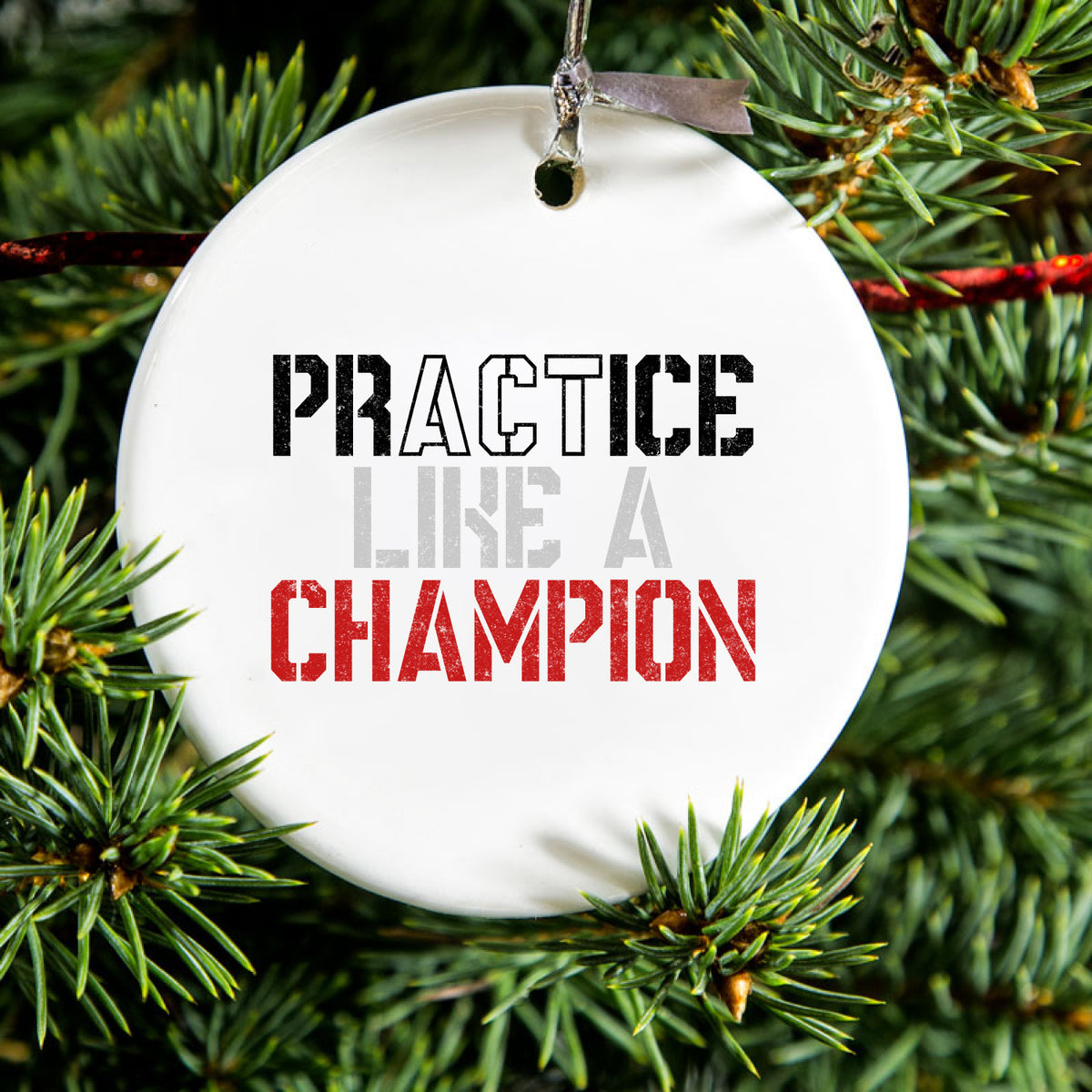 Practice Like a Champion Ceramic Ornament, view 2