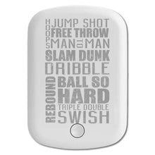 DistinctInk Magnetic Battery Pack, Wireless Portable Charger with USB-C Cable, Compatible with MagSafe iPhone 14 / 13 / 12 Series - Basketball Word Art Jump Shot Free Throw