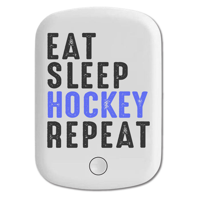 DistinctInk Magnetic Battery Pack, Wireless Portable Charger with USB-C Cable, Compatible with MagSafe iPhone 14 / 13 / 12 Series - Eat Sleep Hockey Repeat