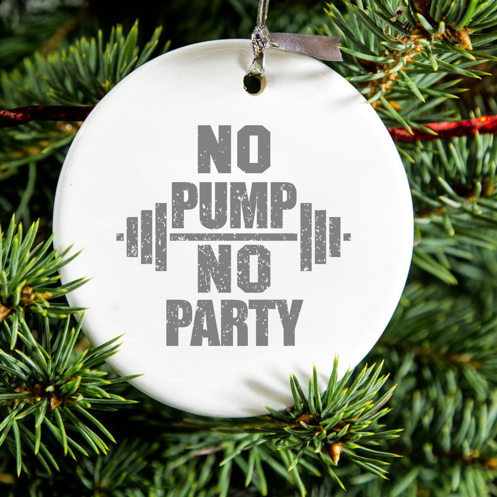 No Pump No Party Weights Ceramic Ornament, view 2