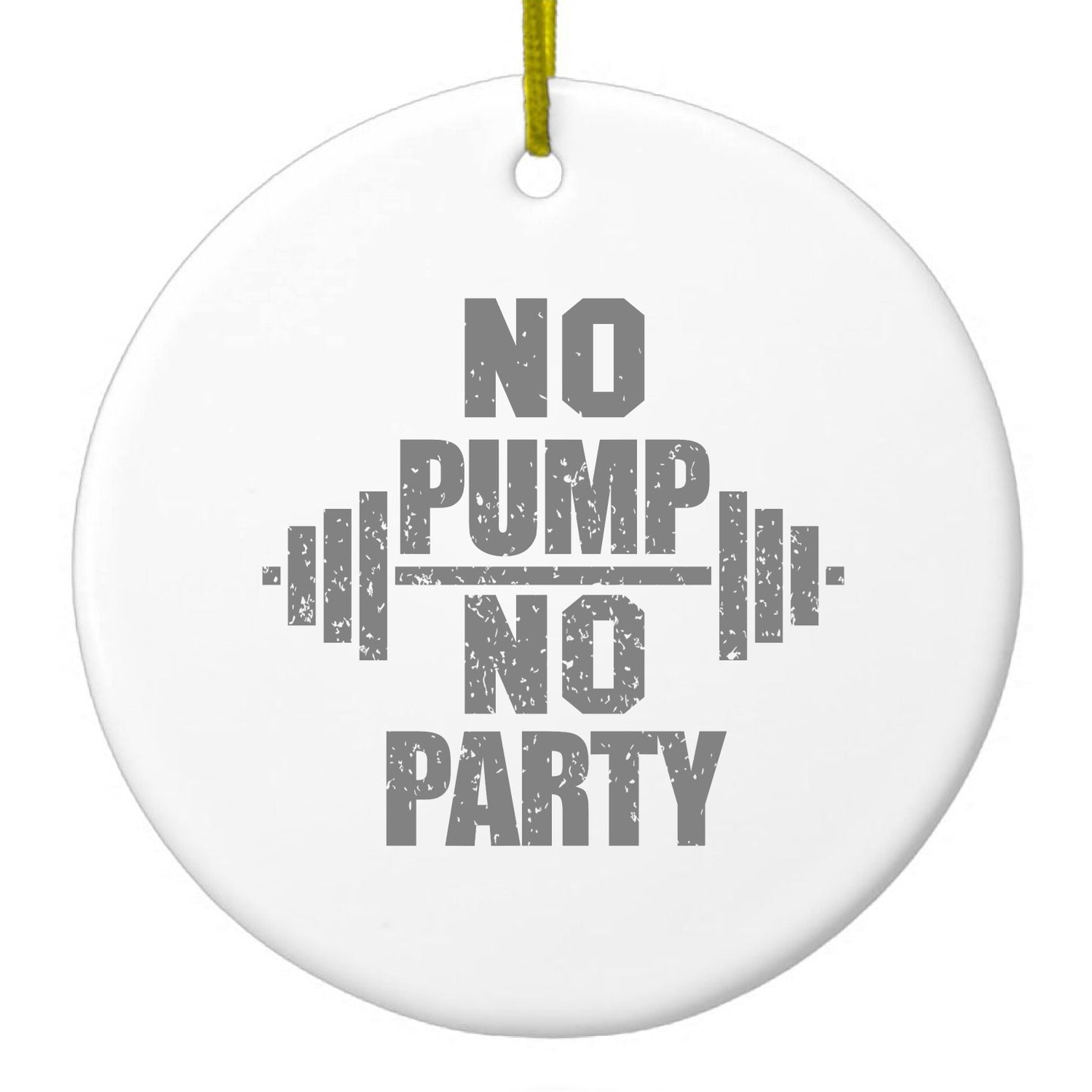 DistinctInk® Hanging Ceramic Christmas Tree Ornament with Gold String - Great Gift / Present - 2 3/4 inch Diameter - No Pump No Party Weights