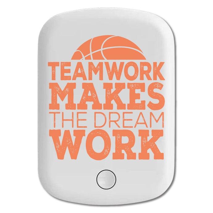DistinctInk Magnetic Battery Pack, Wireless Portable Charger with USB-C Cable, Compatible with MagSafe iPhone 14 / 13 / 12 Series - Teamwork Makes the Dream Work Basketball