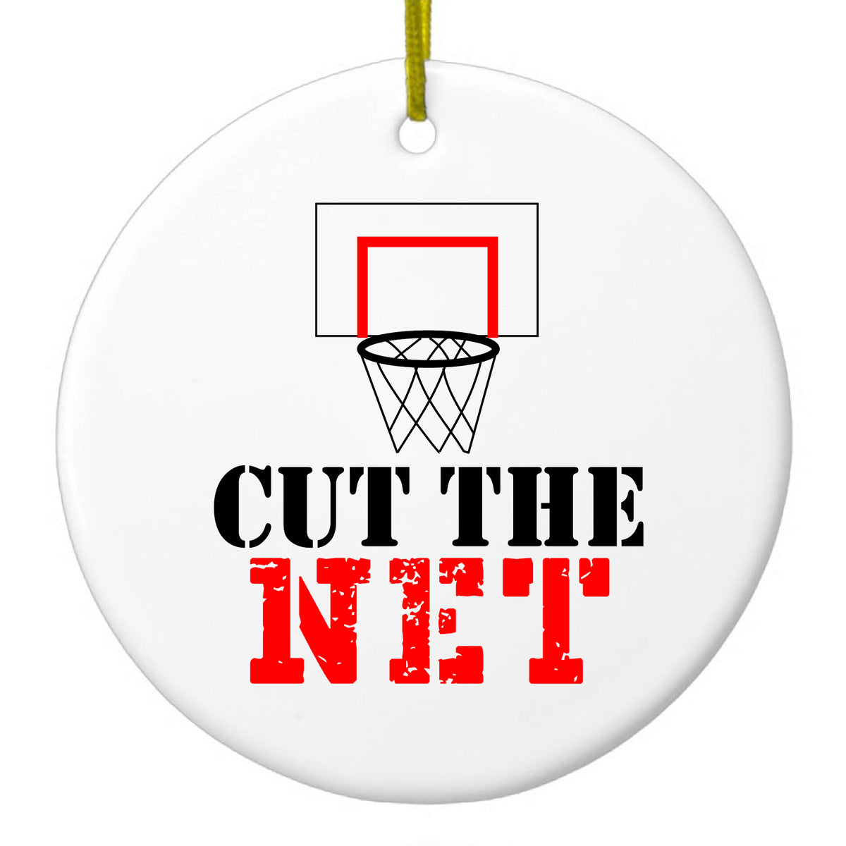 Cut the Net Basketball Ceramic Ornament
