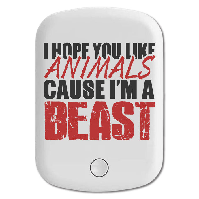 DistinctInk Magnetic Battery Pack, Wireless Portable Charger with USB-C Cable, Compatible with MagSafe iPhone 14 / 13 / 12 Series - I Hope You Like Animals Cause I'm A Beast