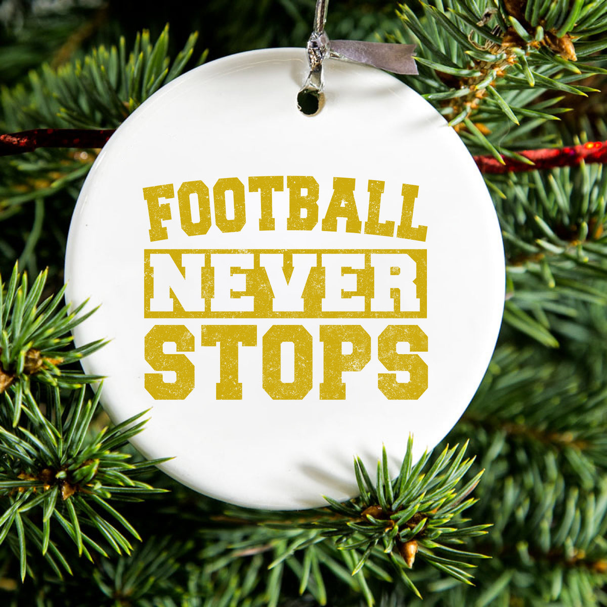 Football Never Stops Ceramic Ornament, view 2