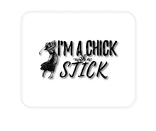 DistinctInk Custom Foam Rubber Mouse Pad - 1/4" Thick - I'm a Chick with a Stick Golf