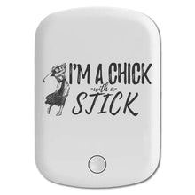DistinctInk Magnetic Battery Pack, Wireless Portable Charger with USB-C Cable, Compatible with MagSafe iPhone 14 / 13 / 12 Series - I'm a Chick with a Stick Golf