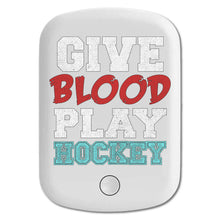 DistinctInk Magnetic Battery Pack, Wireless Portable Charger with USB-C Cable, Compatible with MagSafe iPhone 14 / 13 / 12 Series - Give Blood Play Hockey