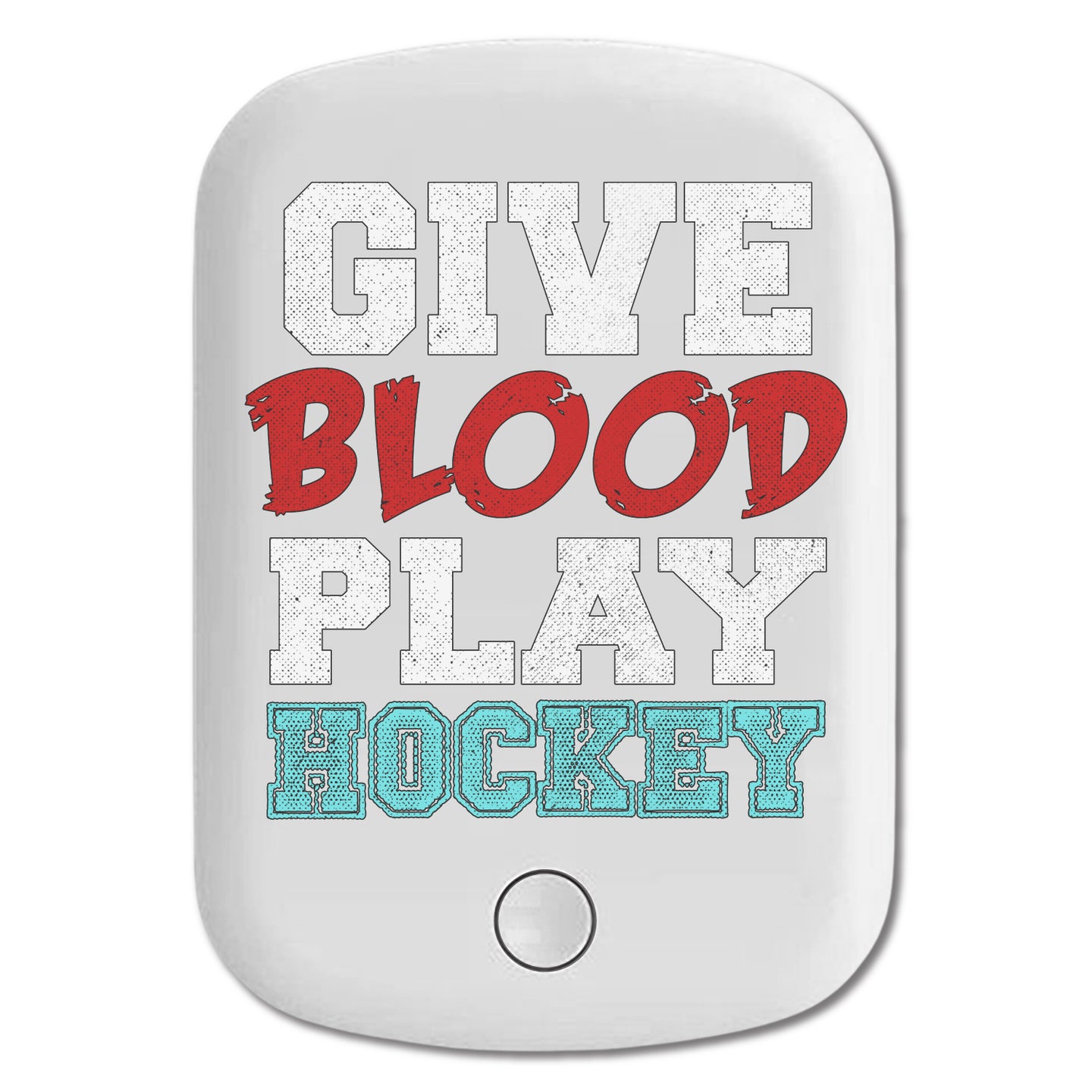 DistinctInk Magnetic Battery Pack, Wireless Portable Charger with USB-C Cable, Compatible with MagSafe iPhone 14 / 13 / 12 Series - Give Blood Play Hockey
